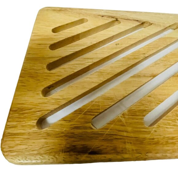 Cookware Heat Resistant Mat Bamboo Wooden Slotted Trivet Cutting Board - Picture 4 of 4